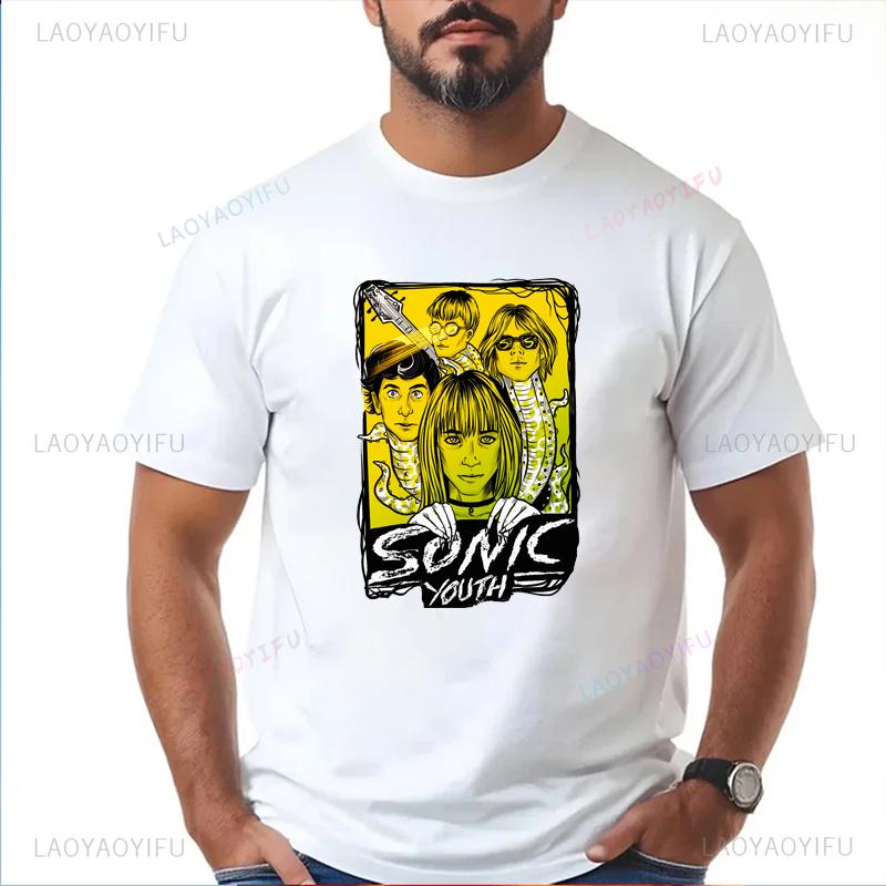 The Unique Sonic Youth Retro Rock Tshirt Is a Fashionable and Trendy Streetwear for Casual Shortsleeved Cotton Men and Women