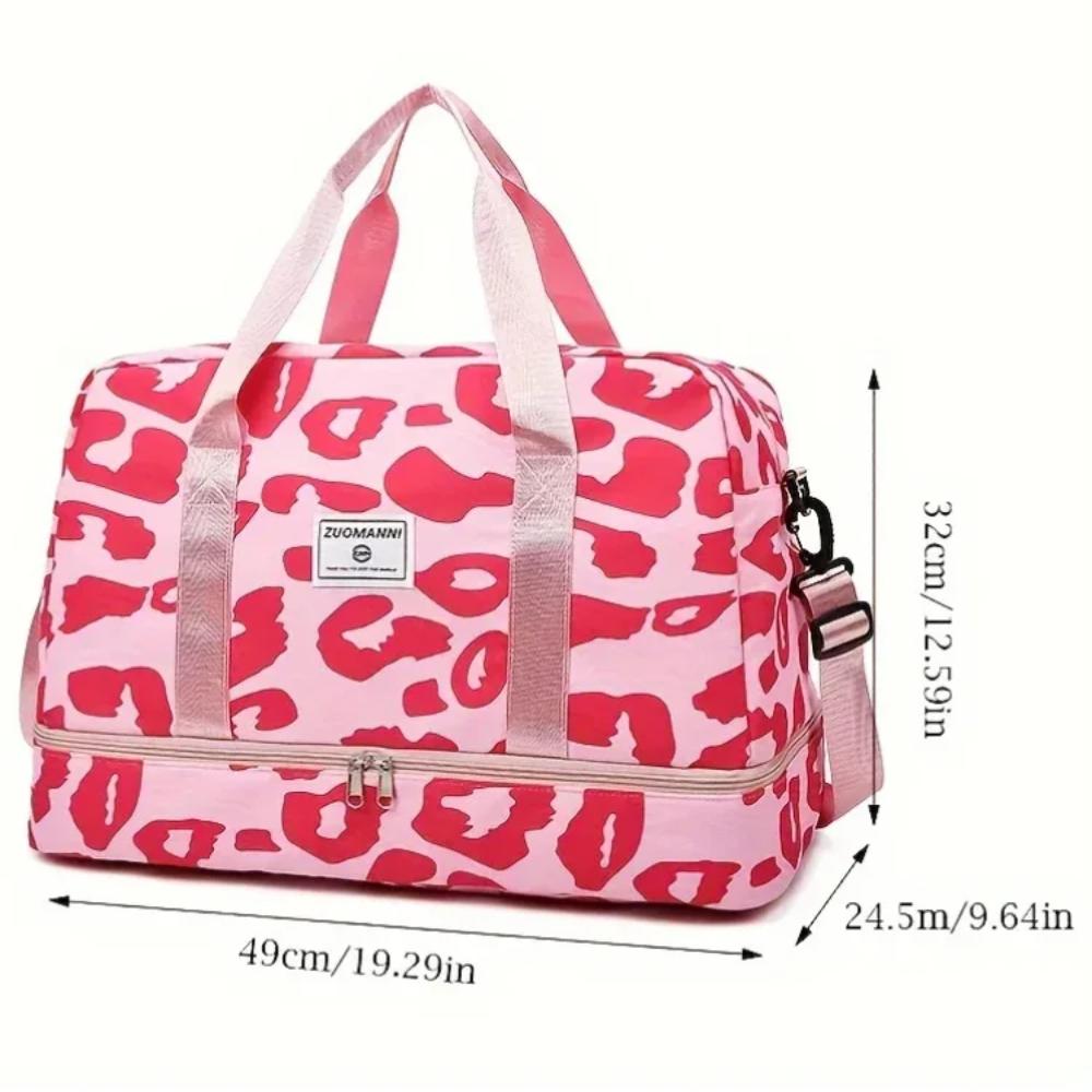 Spacious & Durable Women's Carry-On Travel Bag with Animal Print Nylon Large Capacity Sports Gym Bag  Weekend Overnight Bag