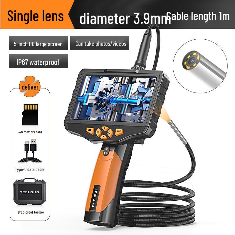 Adjustable Industrial Endoscope with 7.6mm Lens - 5m High-Definition Pipeline Inspection Tool
