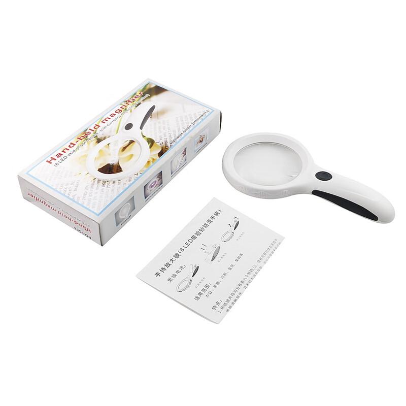 Miling 10x Handheld Reading Magnifier with 8 LEDs and UV Light