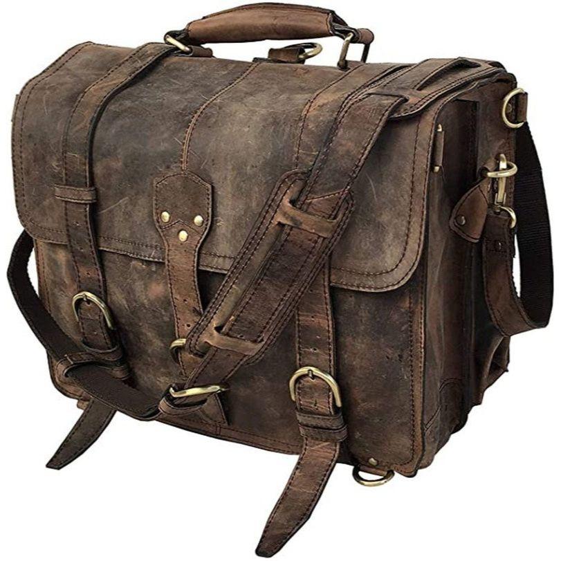 Genuine Buffalo Leather Messenger Bag, Laptop Bag, Vintage Bag, Handmade Briefcase Satchel Crossbody Bag for Men/Women Valentine Gift