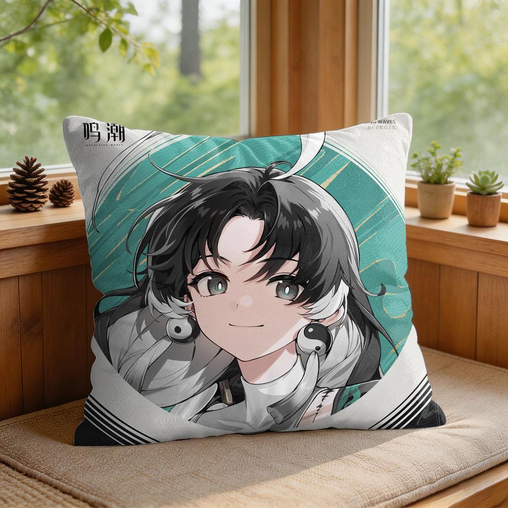 Jianxin Wuthering Waves Cushion Cover Square Short Plush Pillow Case Living Room Sofa Home Decor Funda X