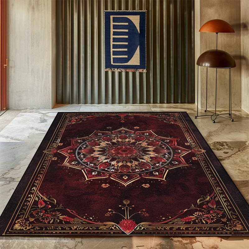 Persischer Teppich für Wohnzimmer Klassische Heimdekoration Luxusteppich Rutschfest Schlafzimmerdekoration Arbeitszimmermatte Waschbar Couchtischteppich