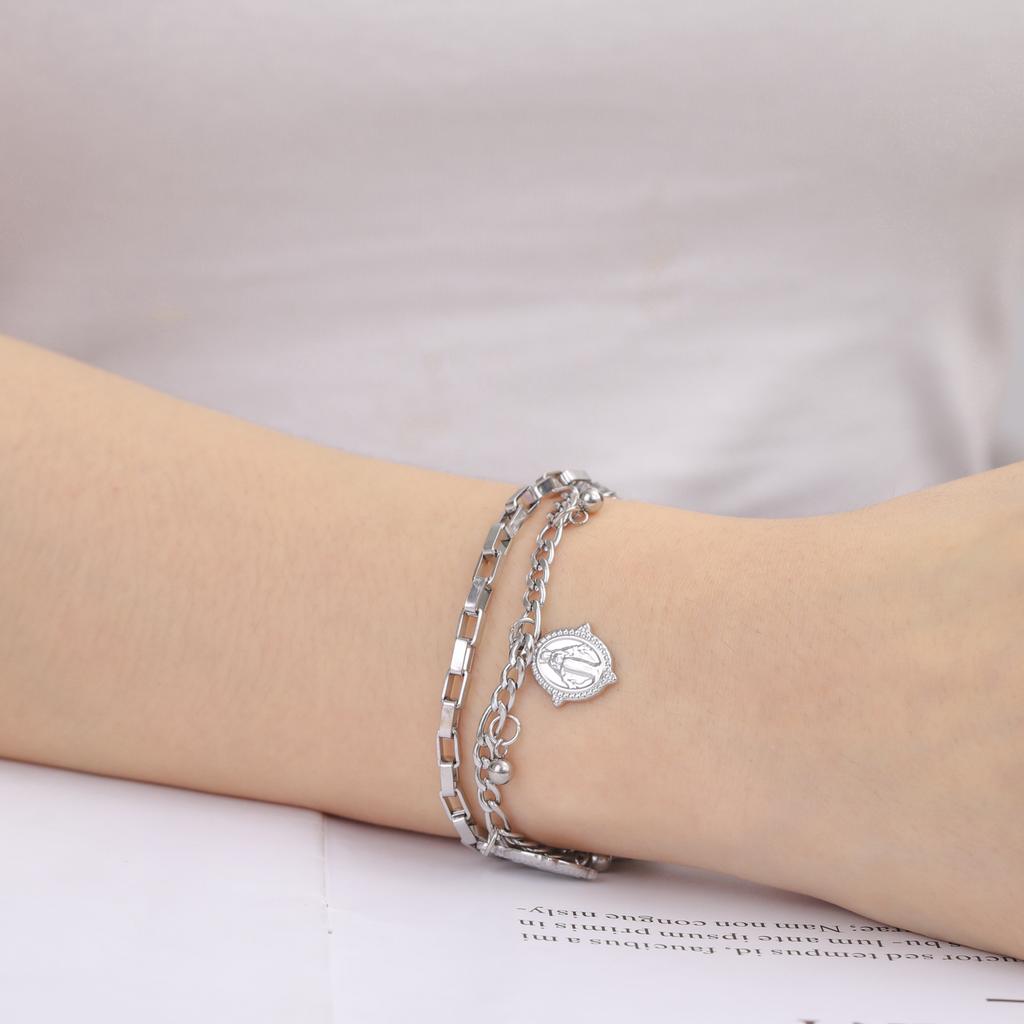Bracciale Vergine Maria Benedetta Jeshayuan per Donna Colore Oro Braccialetti Madonna Amuleti Cristiani in Acciaio Inossidabile Gioielli Regalo