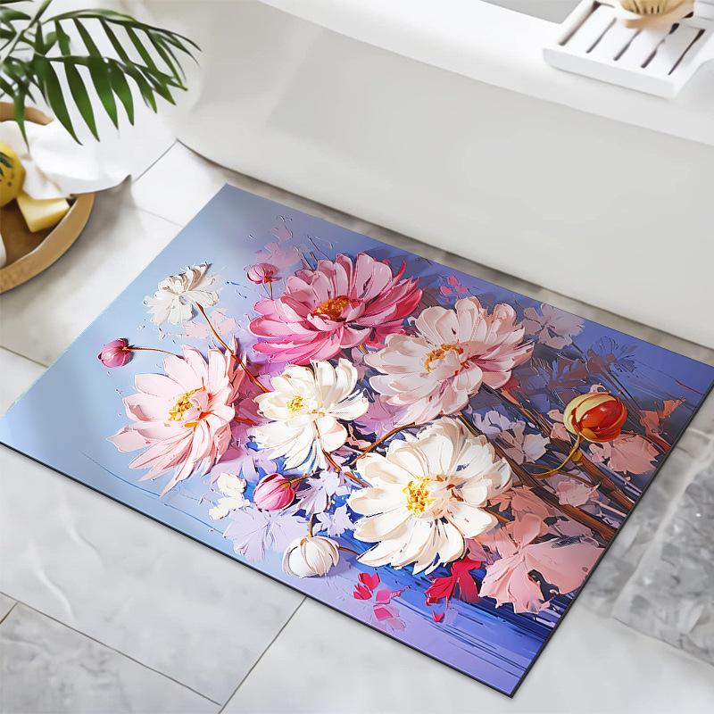 3D Visual Flower Diatom Mud Floor Mat Bathroom Floor Mat Entrance Door Mat Bathroom Absorbent Foot Mat