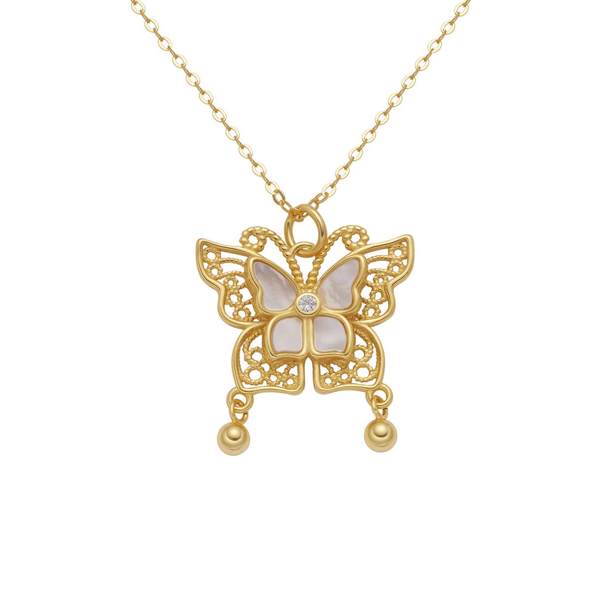 

Серебряный кулон с бабочкой и девушкой S925, полое ожерелье из белой ракушки, женское ретро, элитное, легкое, роскошное ювелирное изделие 925 Silver