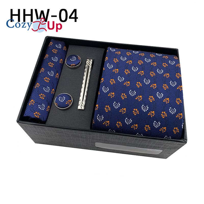 Cozy Up Set 6 piese Cravată pentru bărbați Paisley, inclusiv cravată pătrată eșarfă manșetă agrafă cutie cadou