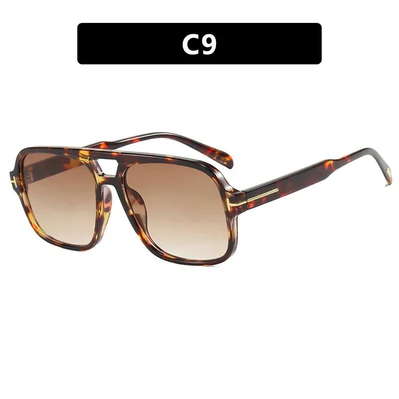 Vintage Classic Brand Designer Double Bridge Square Sunglasses Women For Men Male Luxury Sun Glasses Punk Big Frame Shades UV400
