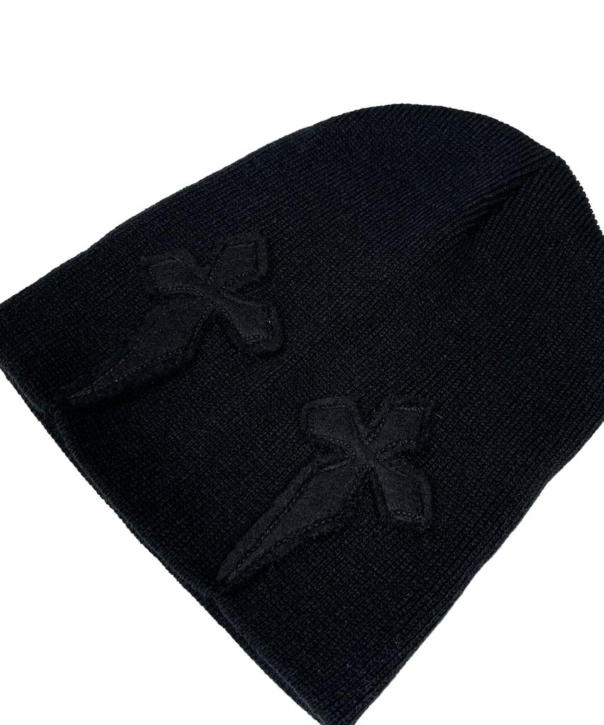 SK8ER ROCK Gothic Cross Beanie ((Black*Napping Terry)