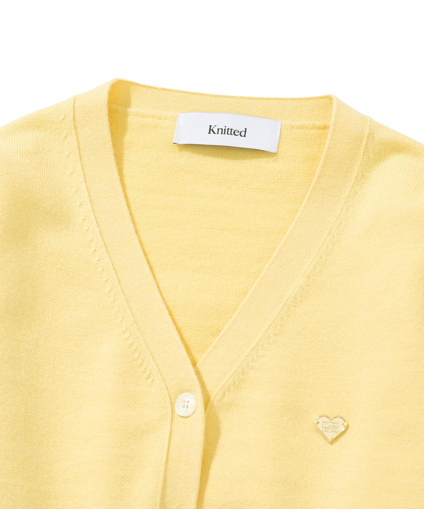 Knitted (W) Basic Essential Washable V-Neck Cardigan Yellow