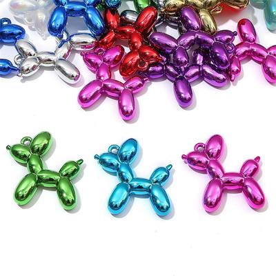 1/2pcs Acrylic Electroplated UV Balloon Dog Pendant Charms for DIY Jewelry Earring Bracelet Making