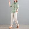 2025 Korean Plus-Size Retro Print Two-Piece Set for Women