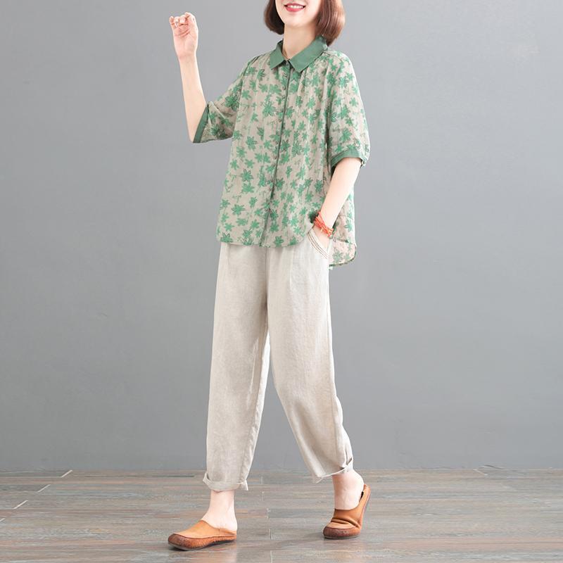 2025 Korean Plus-Size Retro Print Two-Piece Set for Women