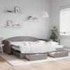 Extendable Daybed with Drawers Taupe 100x200 cm Fabric