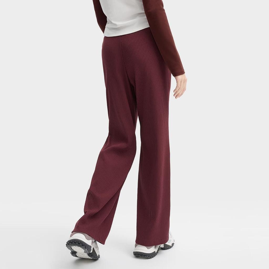 FILA Solid Color Straight Leg Casual Knit Sports Pants Women Pants Burgundy F11W439607-FWI
