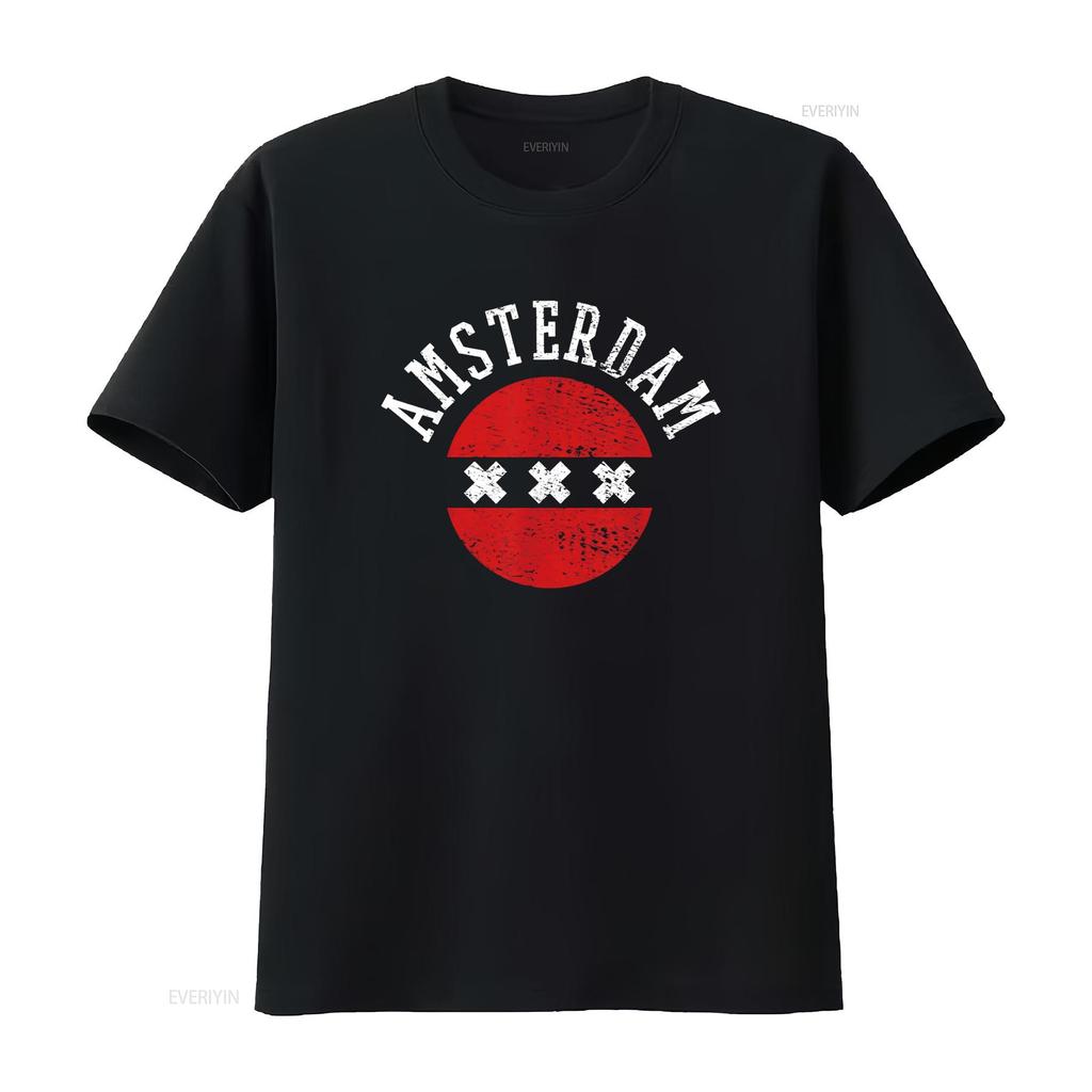 Maglietta Amsterdam vintage Lavata Traspirante abbigliamento firmato Top Leggermente Versatile Per l'Uso Quotidiano Unisex Comodo