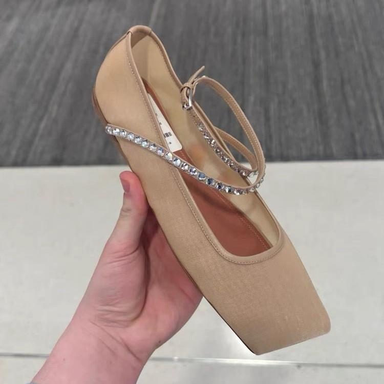 

French fairy wind square head mesh shallow mouth rhinestone buckle ballet shoes women s casual flat single shoes sandals 40 чёрный