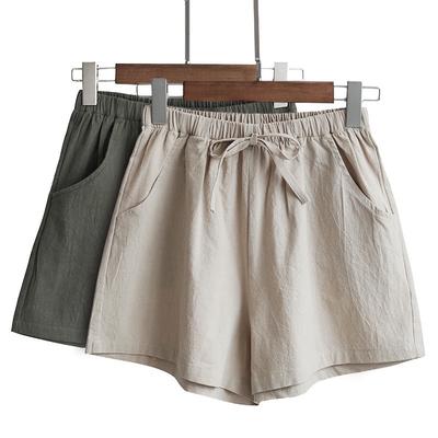 Damen Shorts Sommer Mode Lässige Shorts Aus Baumwolle Und Leinen Mit Weitem Bein