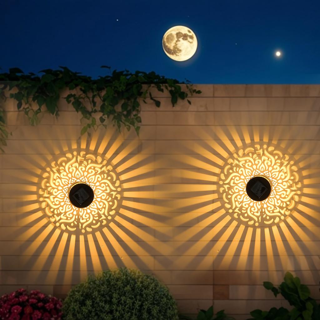 1/2pcs Solar Fence Lights with Cut-Out Design for Outdoor Wall Lighting, LED Solar Lights for Garden Patio and Step Illumination