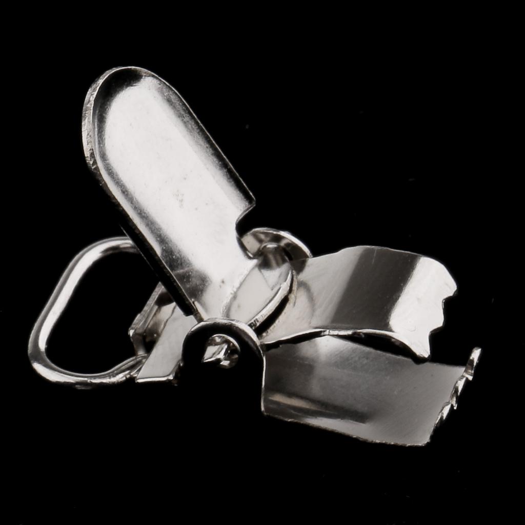 20 Pieces 1'' Metal Pacifier Suspender Clips Webbing Strap Holder Craft Hooks Silver