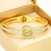 316L Stainless Steel Mud Crystal Micro Embedded Spring Hollow Life Tree Bracelet Women's Bangle