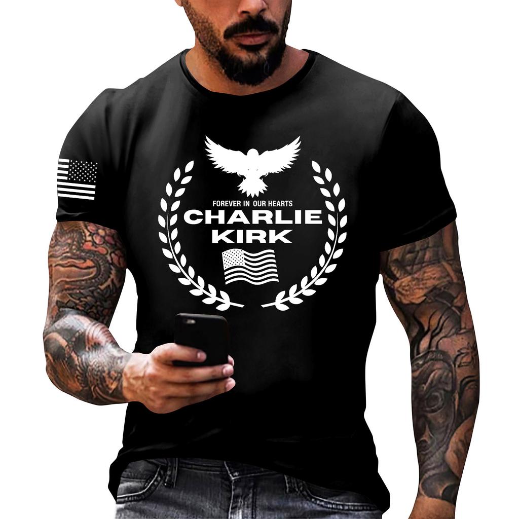 Fashionable Round Neck Short Sleeve Work Clothes Printed Tops For Mens Summer Tops