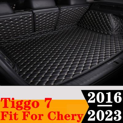 Sinjayer Waterproof Highly Covered Car Trunk Mat Tail Boot Pad Carpet High Side Rear Cargo Liner For Chery Tiggo 7 2016