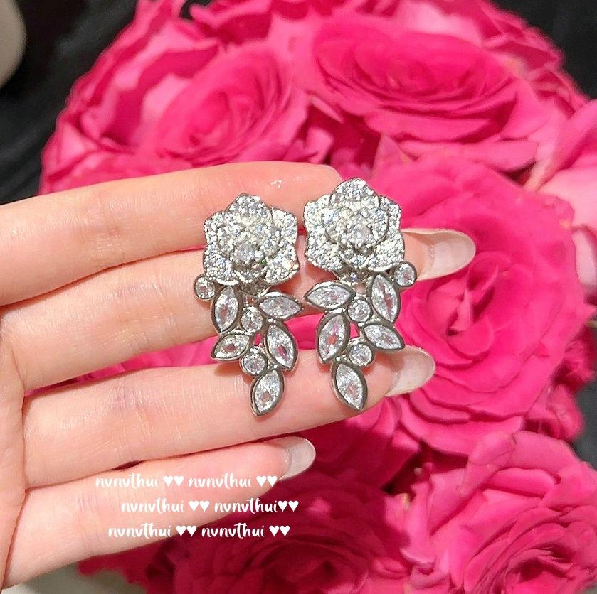 Colar de Pedra Rosa de Damasco, Felicidade de Mulher Rica, Banhado a Ouro 18K, Brincos de Zircônia Rosa Videira.