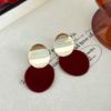 Ankola red asymmetric disc earrings niche unique velvet stud earrings new explosion premium earrings