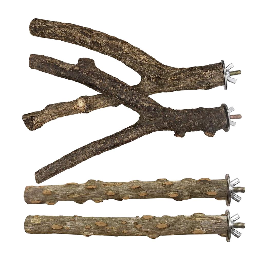 Natural Wood Pet Parrot Raw Wood Fork Tree Branch Stand Rack Squirrel Bird Hamster Branch Perches Chew Bite Toys Bird Supplies