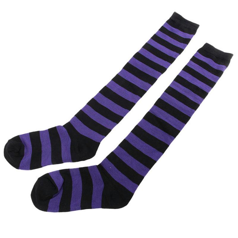 Women Girls Over The Knee Socks Thigh High Long Striped Stocking 11 Colors
