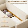 Sleeper Sofa 230 Cm 3-Seater Sofa with Sleep Function, Cushions, Storage, Corduroy Look for Living Room, Beige