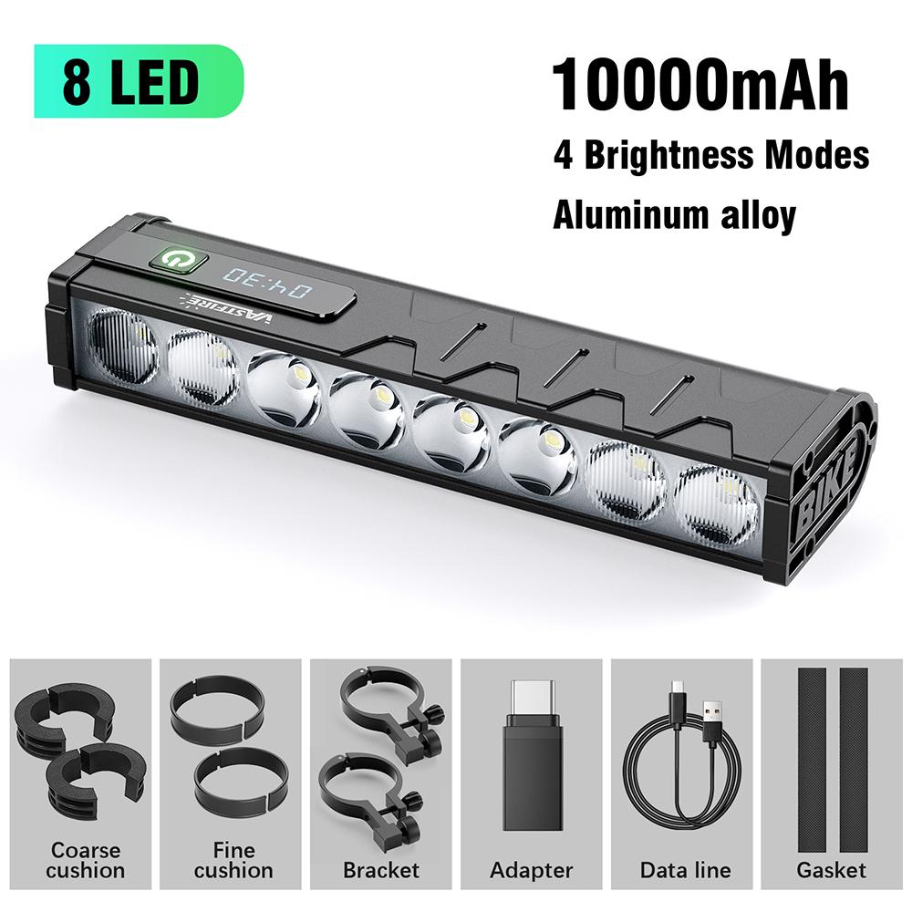 Luce per Bicicletta Anteriore 8/17 LED 25500 Lumen Luce Bici 10000mAh Torcia Impermeabile Ricarica USB Lampada per Ciclismo MTB Strada Accessori