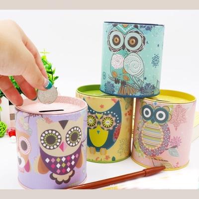 New Owl Shape Jewelry Box Pen Container Tin Plate Gift Money Saving Pot Coin Box Storage Box