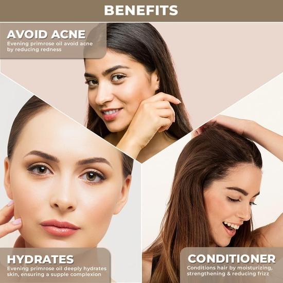 USDA Bio Nachtkerzenöl - 100% Reines & Natürliches Nachtkerzenöl für Haut & Gesicht - Flüssiges Trägeröl zum Mischen ätherischer Öle