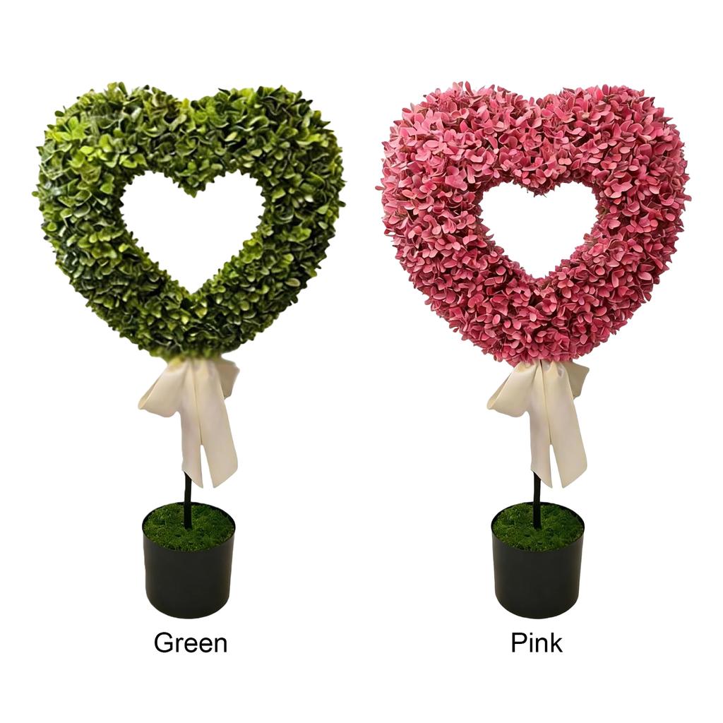 Heart Topiary Outdoor 29.5in Artificial Heart Topiary Plant with Pot and Bow Tie for Wedding Birthday Valentine Day Anniversary