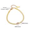 Flat Snake Chain Bracelets 18K Gold Plated 304 Stainless Steel & Rhinestone Women's Birthstone Stylish Gift Jewelry 16cm Long