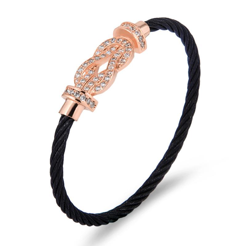 European and American trend bracelet, wire rope magnetic buckle brick bracelet, cross head micro-inlaid bracelet 2026