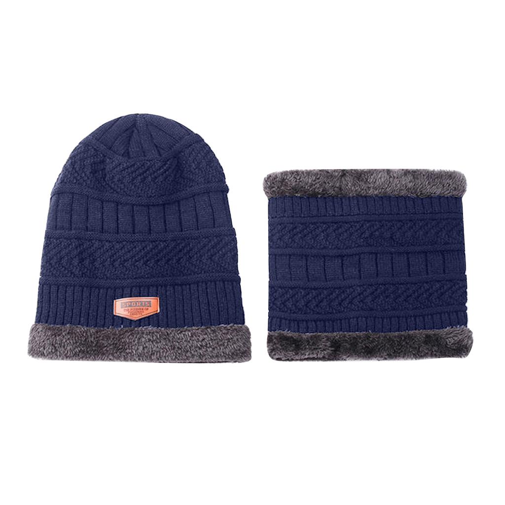 2 Pieces Kids Winter Warm Knitted Hat And Scarf Knit Cap Fleece Thick Knit Cap For Boys And Girls