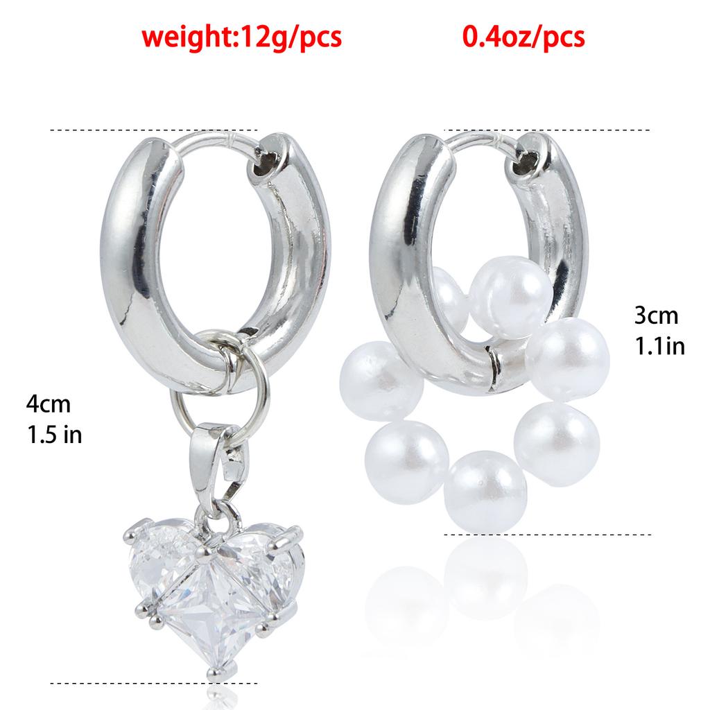 Double-ring dual-purpose earrings, light luxury zircon love pendant accessories earrings