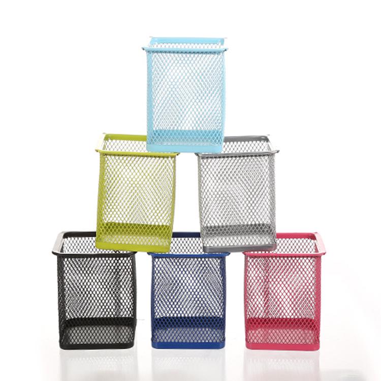 Simple Iron Mesh Pen Holder - Student Stationery Metal Mesh Art Desktop Organizer