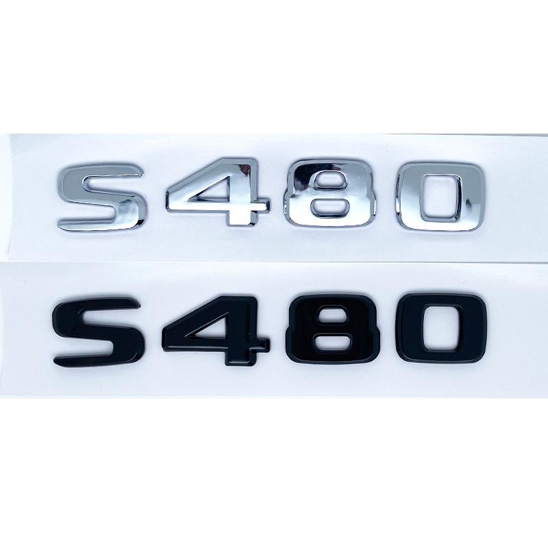 Glossy Black Silver S480 S500 S560 S580 S600 ABS Emblem for Mercedes O8 S W222 W223 Car Side Rear Badge Nameplate Logo Sticker YT8
