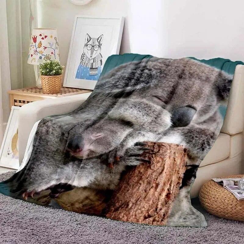 Niedliche Flanell-Überwurfdecke mit Koala-Motiv, rosa Herzmotiv, für Kinder, Männer, Frauen, weiche, warme Decken und Überwürfe für Couch, Bett, Reisen, Camping