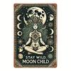 Vintage Metal Sign Celestial Moon Art Tinplate Wall Decor Easy Hang Rustic