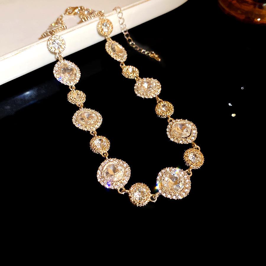 Silver Needle Geometric Rhinestone Necklace & Earrings Set