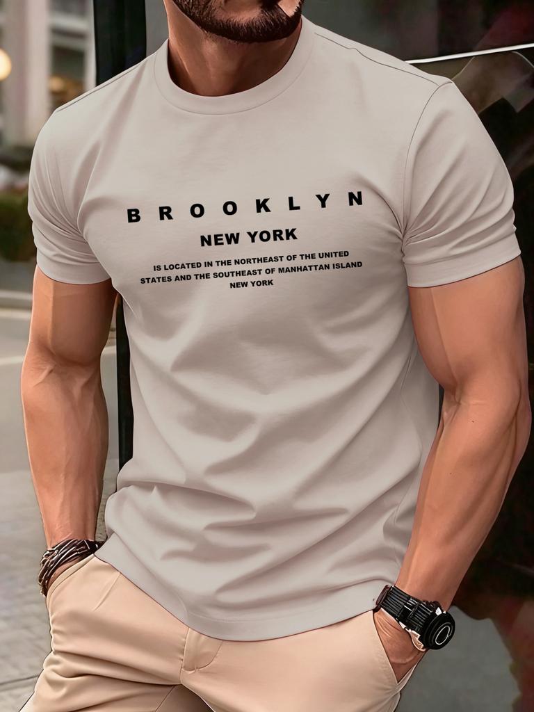 Brooklyn New York Letter Print Men T Shirts Summer Retro Hip Hop Short Sleeve Cotton Fashion Loose Clothes Unisex ONeck TShirt
