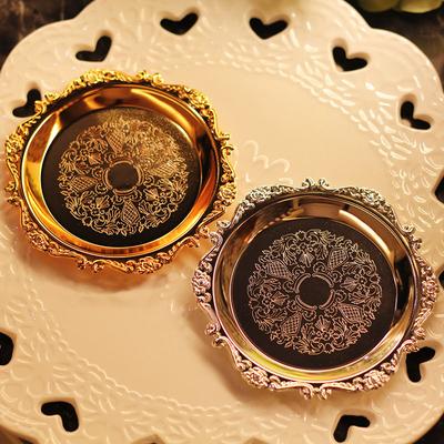 6 ks 10,7 cm evropský reliéf kov pokovený zlatem/stříbrem mini/malý dezertní/dortový/snackový podnos talíř Talíř na ovoce párty kolekce