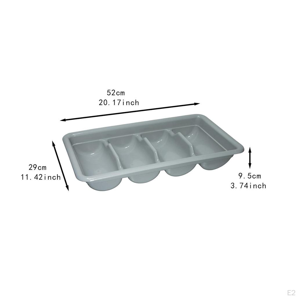 4 Compartment Cutlery Bin Kitchen Utensil Holder Organizer Tray for Restaurant