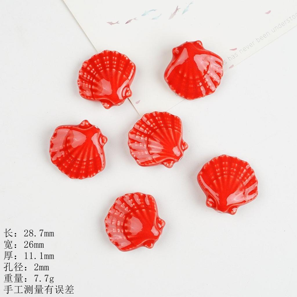 Ceramic Loose Beads Chinese Red Beads Handmade DIY Necklace Loose Beads Accessories