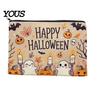 Themed Cosmetic Travel Bag Storage Bag, with Halloween Pumpkin Ghost Print, Smooth Festive Desktop Zipper Canvas Makeup for Organizer